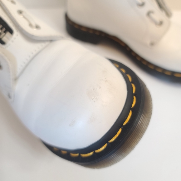 Dr. Martens | 1460 Women's Double Zip Leather Lace Up Boots White Sendal Size 7 - Picture 3 of 13
